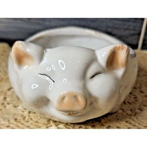 Rustic Farmyard Collection Ceramic Pig Piglet Planter or Serving Bowl